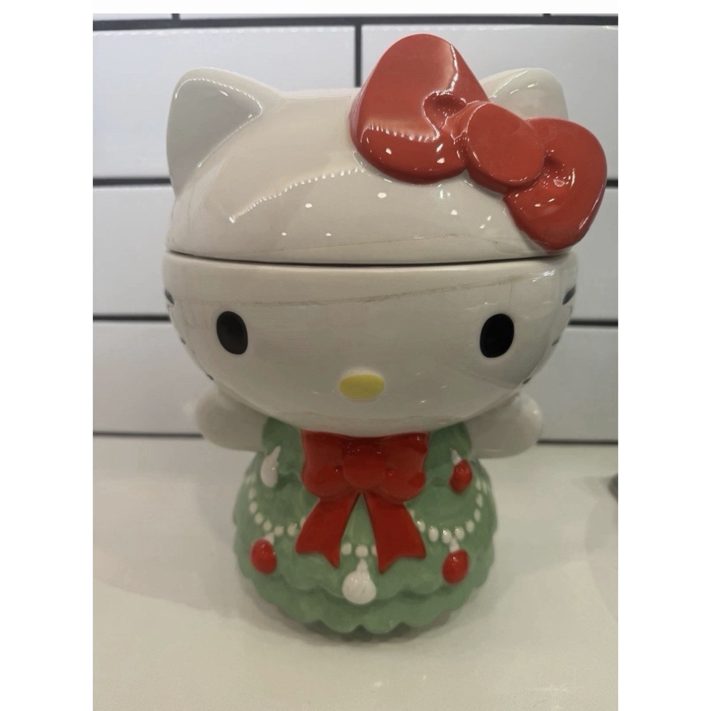 Hello Kitty Sanrio Christmas 2024 Tree Dress Ceramic Cookie Jar/Canister NEW